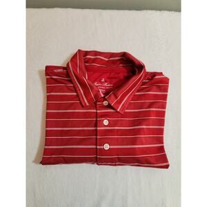 Brooks Brothers Performance Polo Shirt Mens Medium Red Striped Short Sleeve Golf